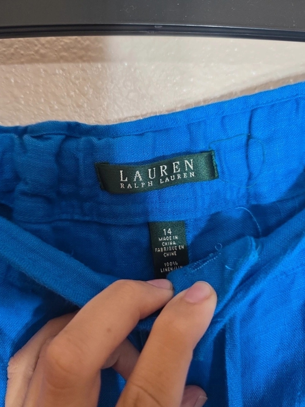 Ralph Lauren Bright Blue Wide-Leg Linen Chinos